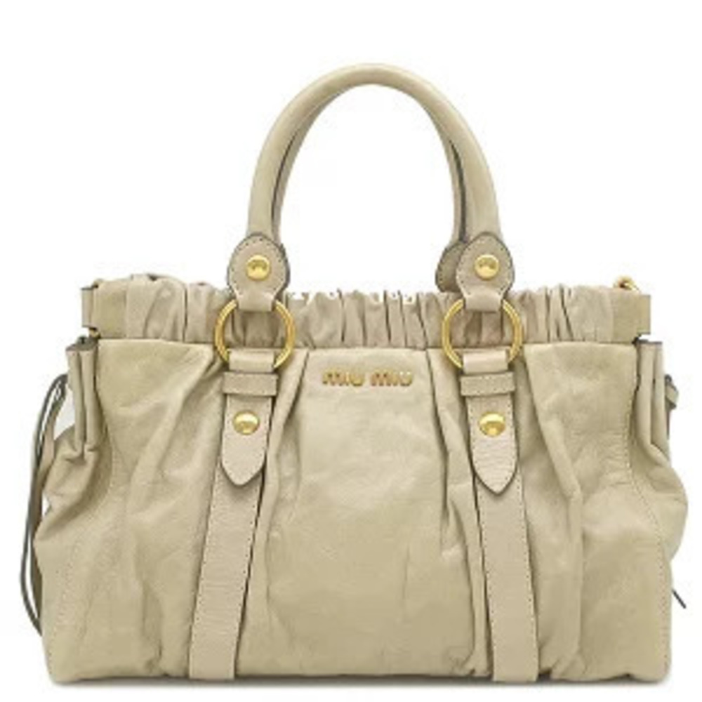 Miu Miu Lux Gathered leather Beige Cream handbag shoulder